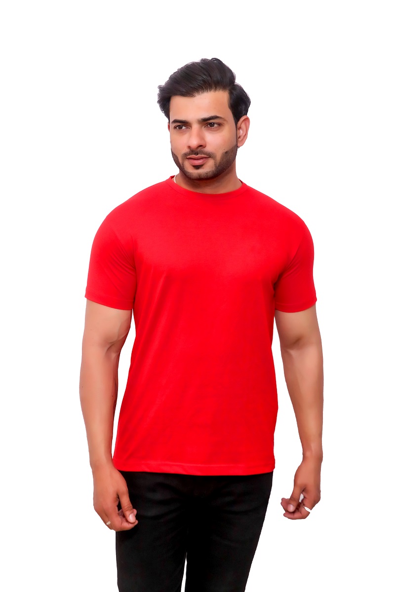Red Plain Regular fit T-shirt