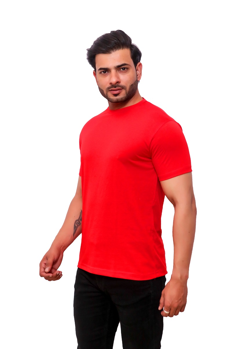 Red Plain Regular fit T-shirt - Image 2
