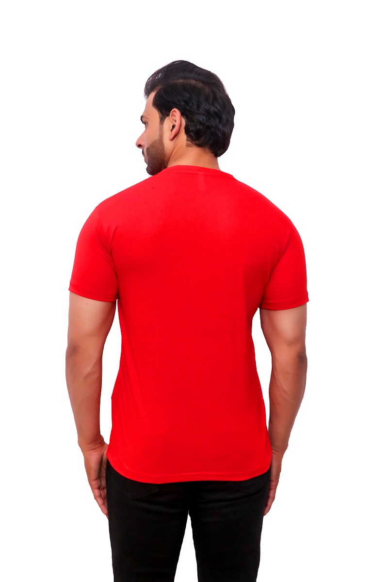 Red Plain Regular fit T-shirt - Image 4