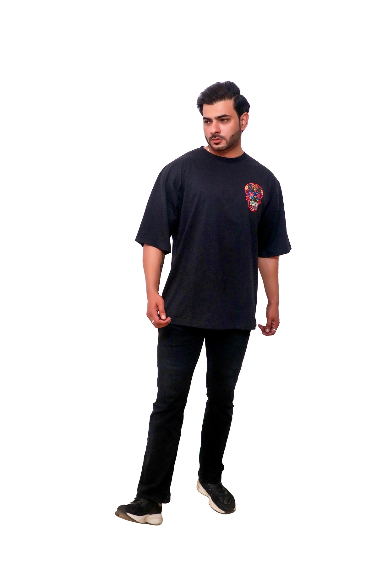Over-sized Black Skull T-Shirt - Image 2