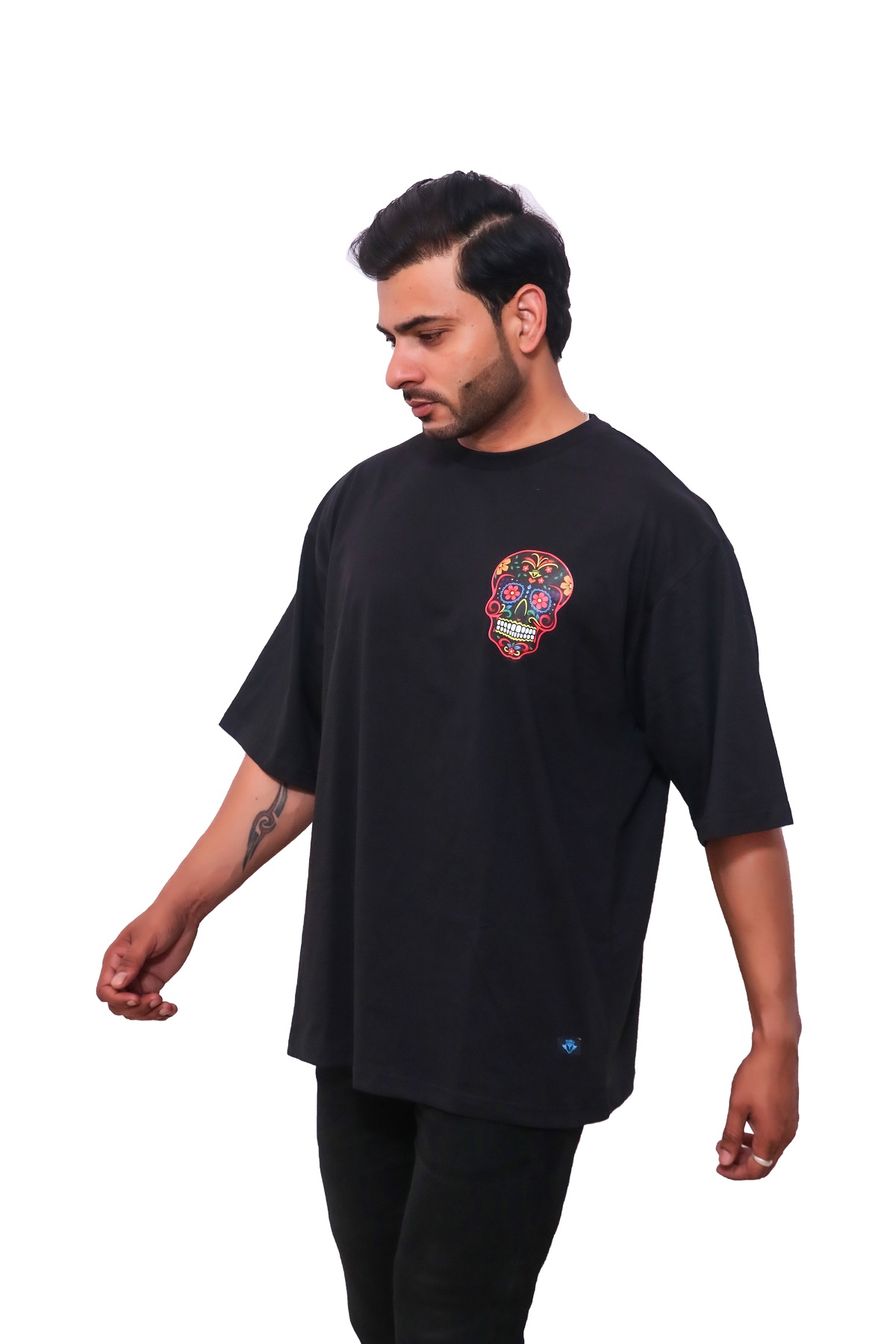 Over-sized Black Skull T-Shirt - Image 3