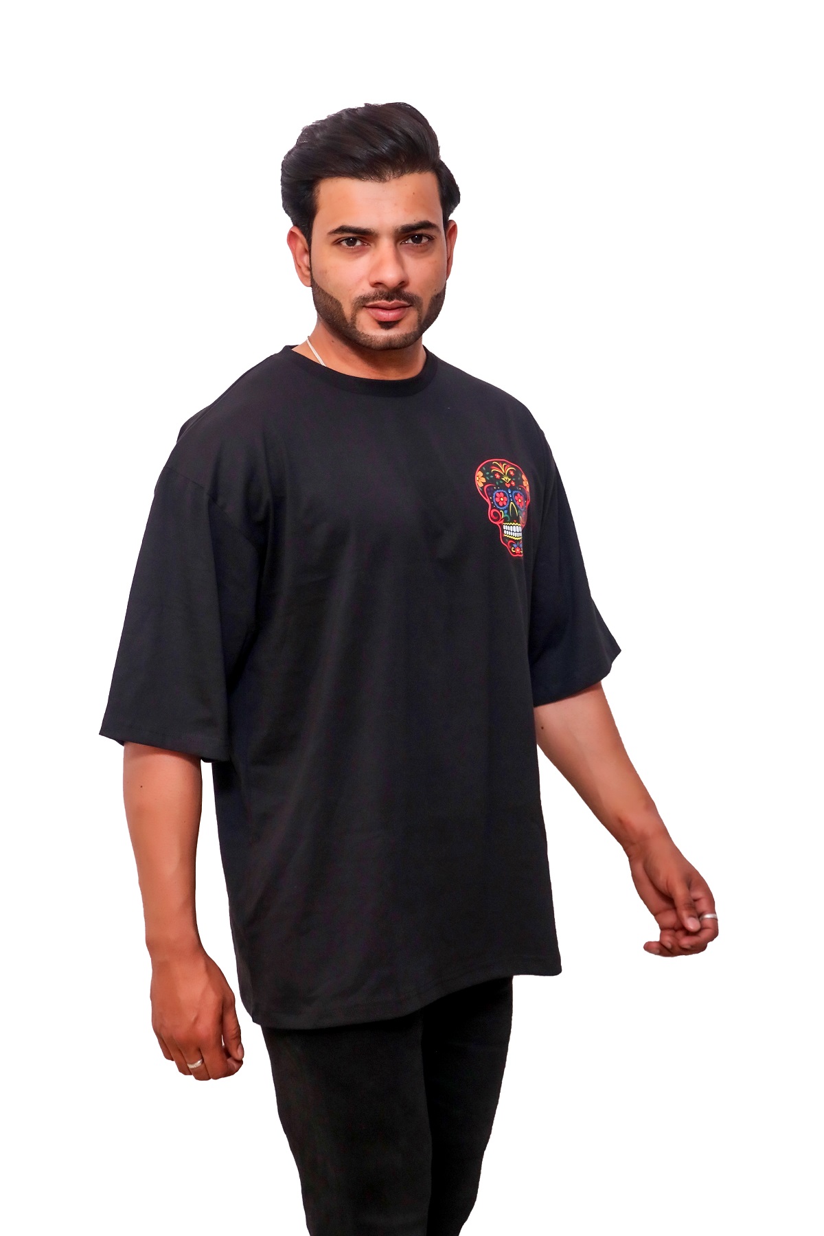 Over-sized Black Skull T-Shirt - Image 4