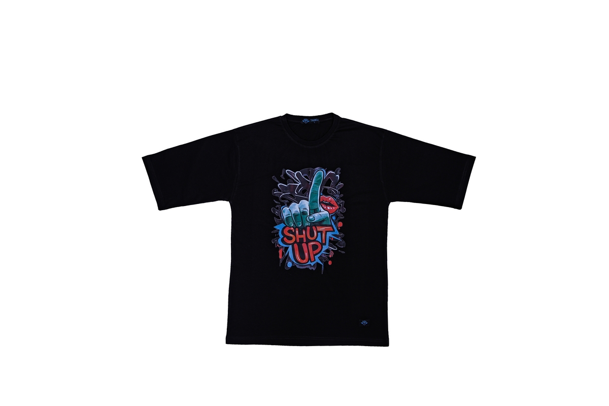 Oversized Black Shut up T-Shirt